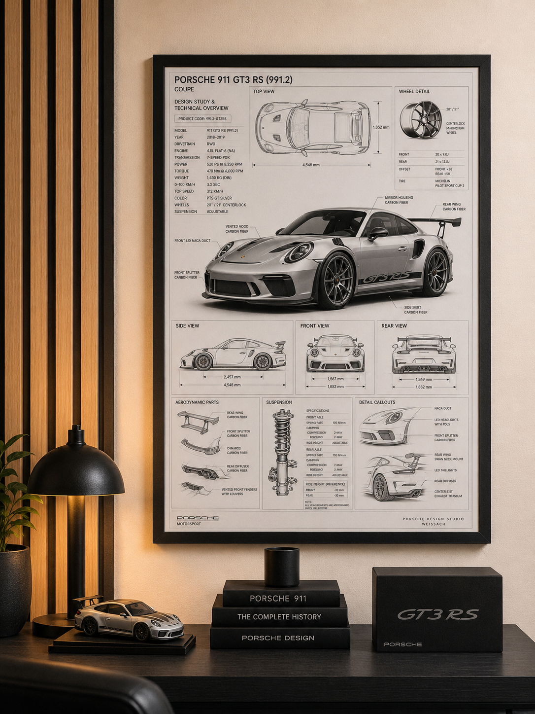Porsche 911 GT3 RS (991.2) Technical Design Print